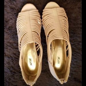 Beige strappy high heels